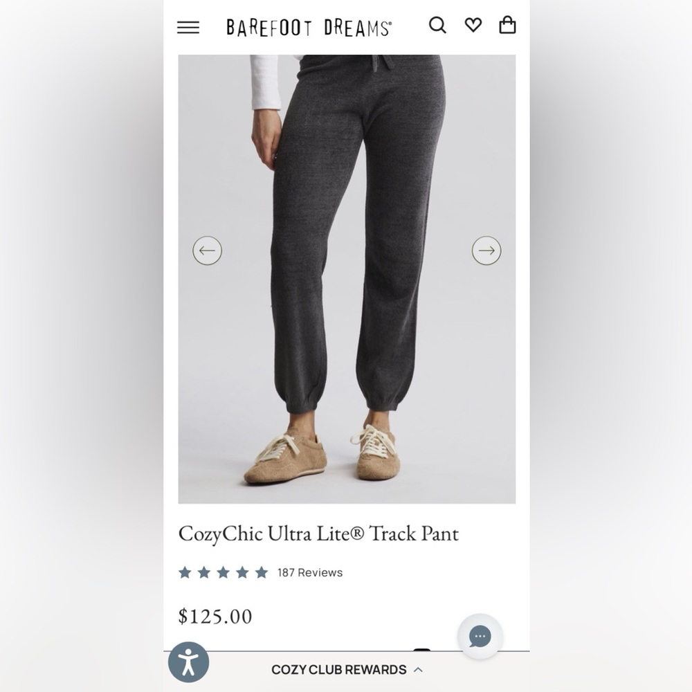 Barefoot Dreams CozyChic Ultra Lite Gray Track Pants XS